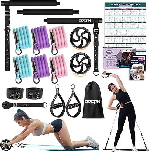 Pilates Bar Kit with Resistance Bands, Multifunctinal Exercise Bar with