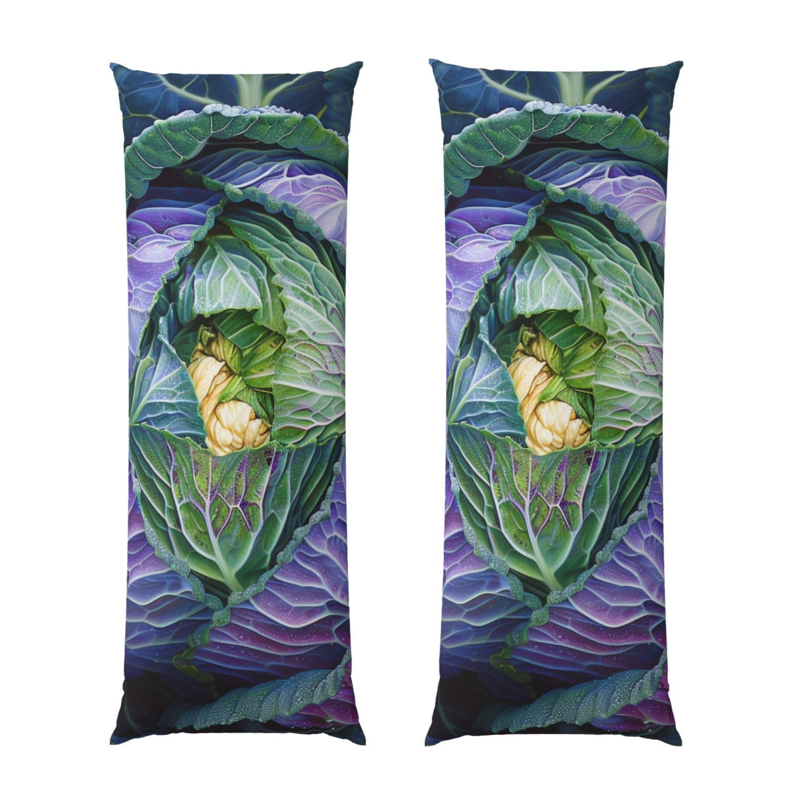 Body Pillow Cover 20x54 Inch, Bright Cabbage Print Long Lumbar Pillow Case with Zipper Long Body Pillowcase Decorative for Bed Sofa Bedroom