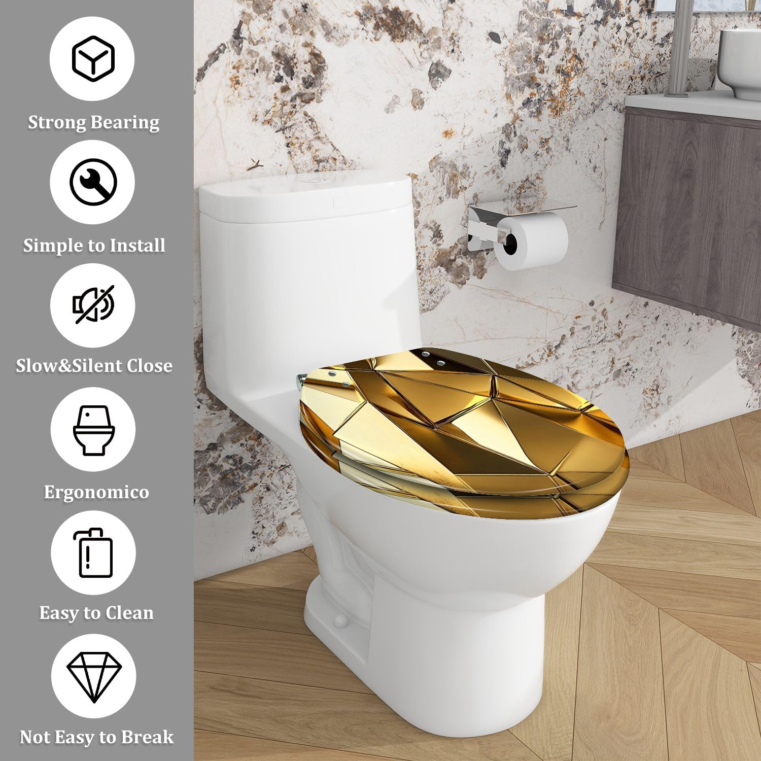 Sedile WC generico ovale allungato in resina per bagno