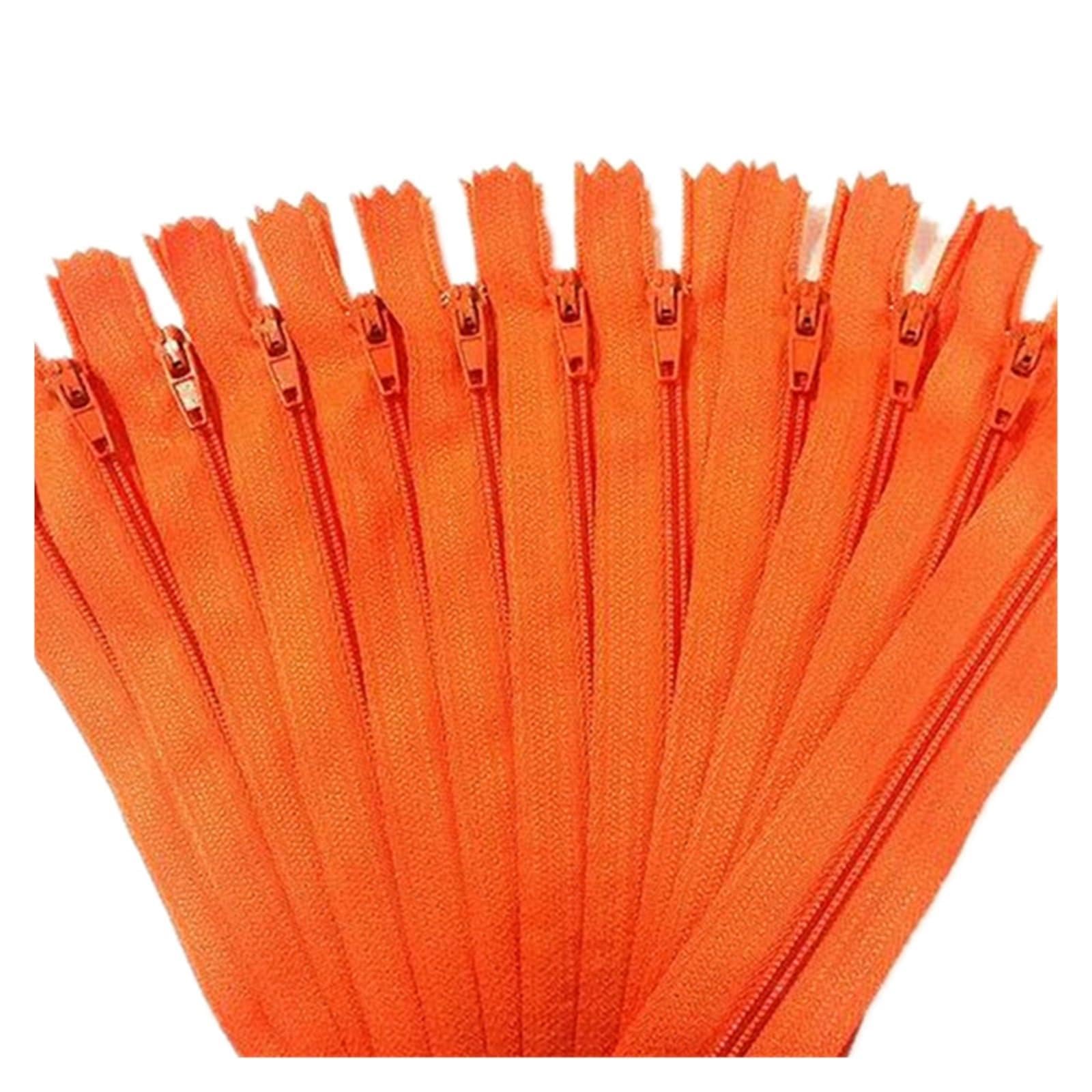 10pcs 3# Zippers for Sewing 10cm - 60cm Nylon Coil Zippers Tailor Sewer Craft Crafter's (20 Colors)(Orange,20cm)