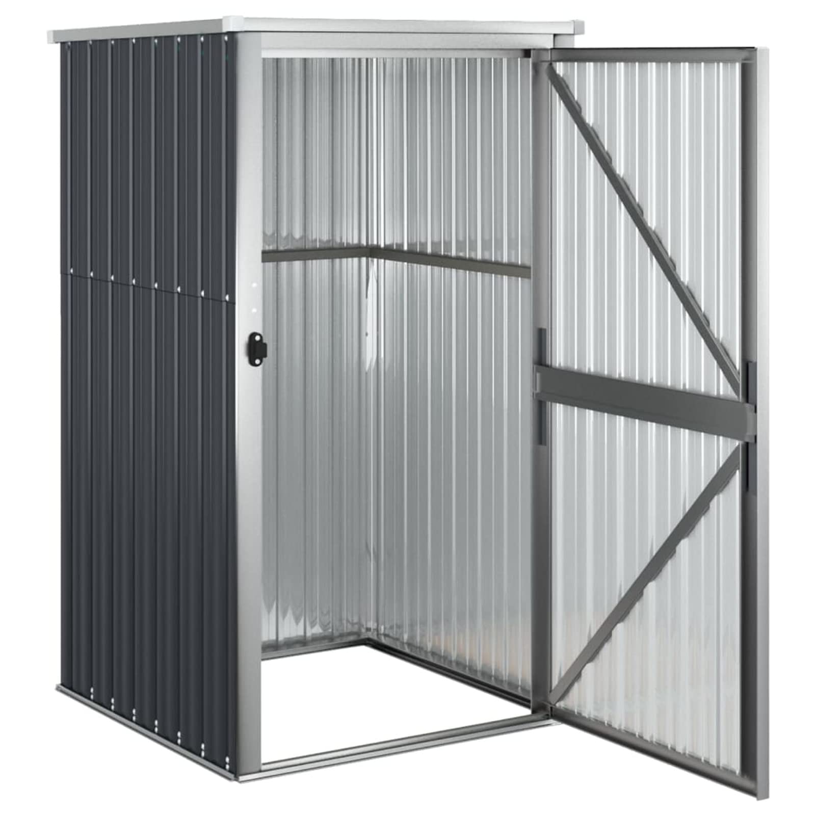 Gecheer Casetta da giardino capannone per attrezzi giardino capannone per attrezzi giardino in acciaio zincato 88 x 89 x 161 cm Antracite, Casetta in metallo per riporre tosaerba, biciclette