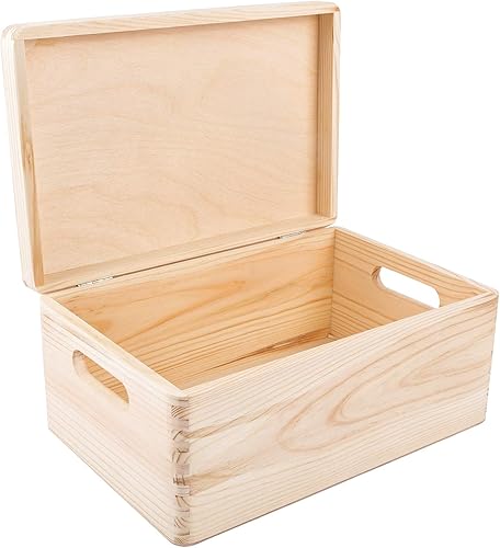 Miniatura 78 de Caja de almacenamiento de madera blanca XL con tapa con bisagras, 15.8 x 11.8 x 5.5 pulgadas (+-0.5), con asas, caja de regalo para herramientas,