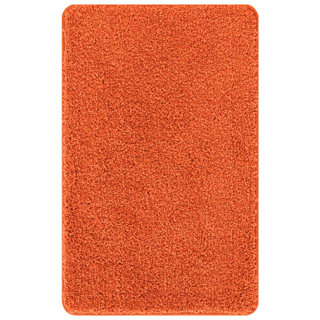 2 TLG. Badematten-Set Orange, rutschfeste Badvorleger mit Toilettenausschnitt 50x50cm und Badteppich 60x90cm aus weichem Polypropylen