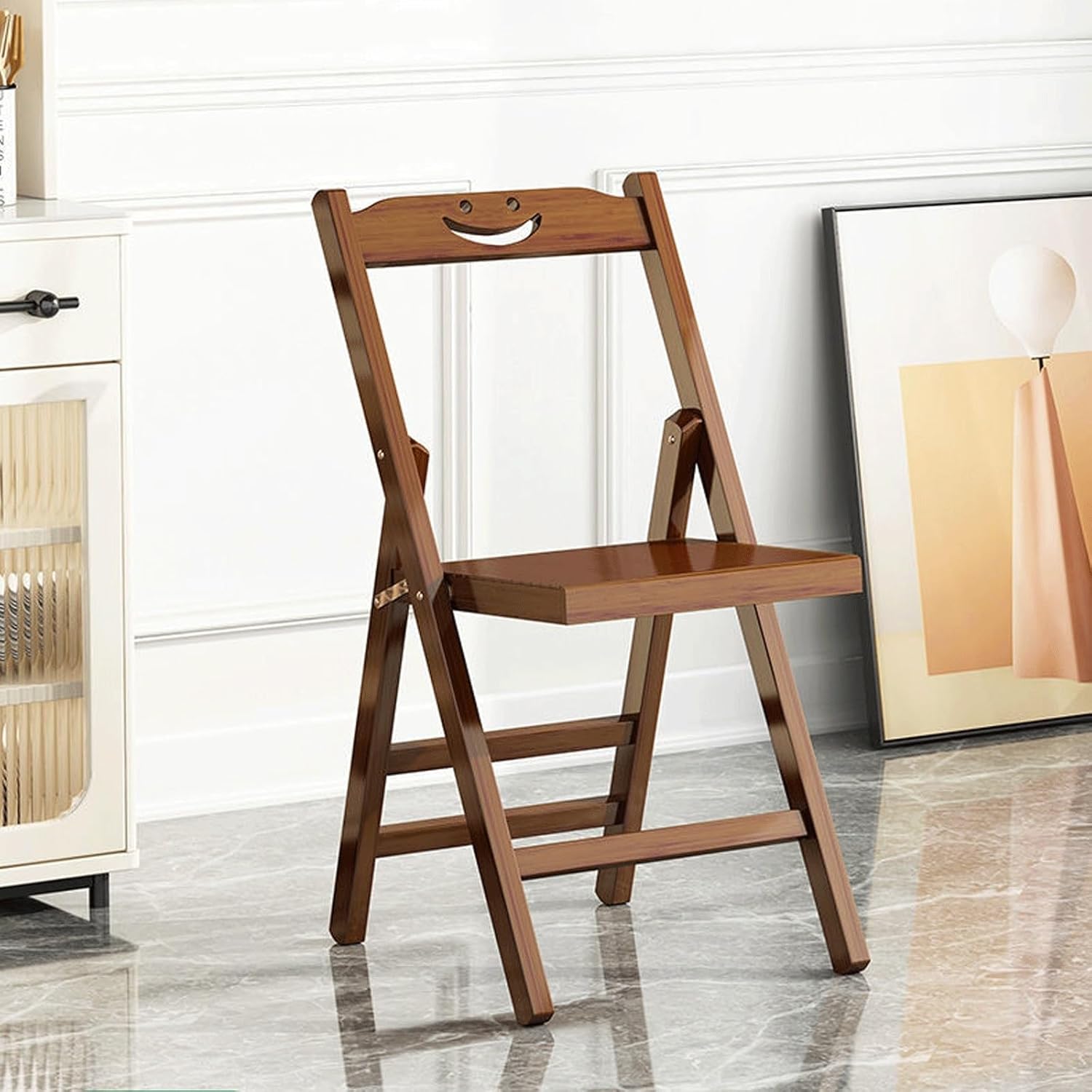 Foldable Wood Kitchen Chairs Solid Wood Frame no Assembly Easy to Store Wooden Dining Chairs for Home Outdoor and Office Use with Backrest (Size : Medium-33 * 39 * 65cm)