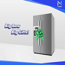 Mata1-USA - Huge Car Bow - Green, 18 Inch - Big Gift Wrapping Bow for Large Gift Decoration - Giant Size for Indoor & Outdoor Use - 20 Loops & 4 Stickers