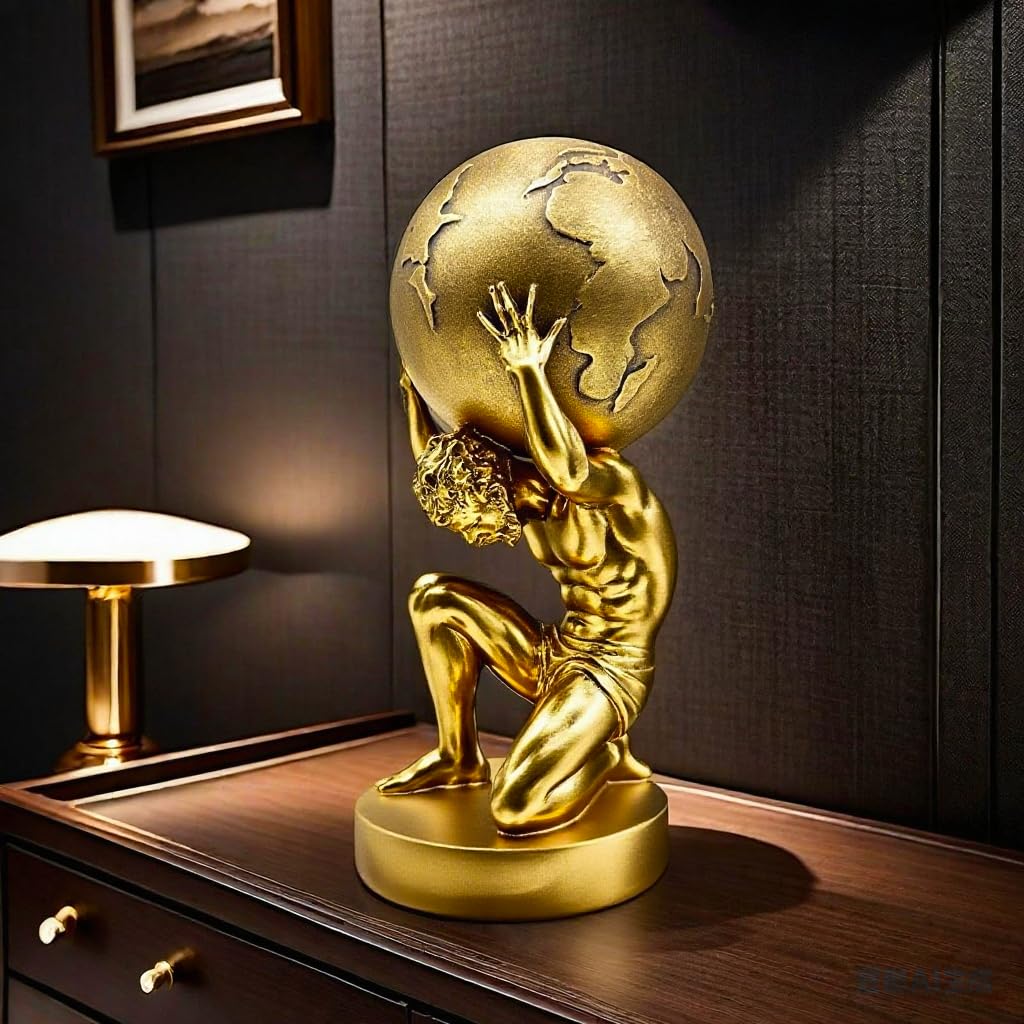 Amazon.com: SHTWX 10.5 Inch Gold Greek Atlas Holding World Statue