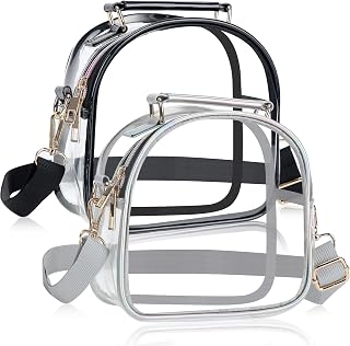 2 Pieces Clear Stadium Approved Crossbody Bags for Women Small See Through Purse Concert Handbags for Sports Concerts Events Festivals