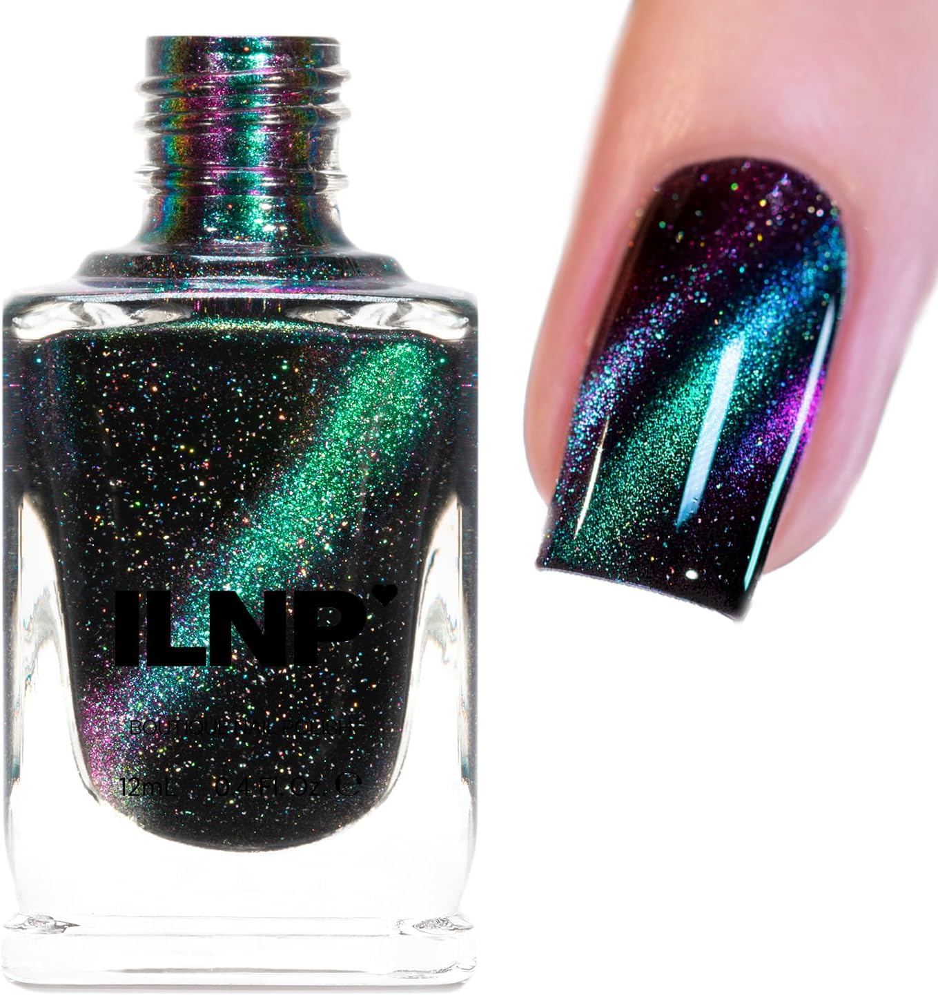 ILNP Deep Space - Teal to Purple Magnetic Multichrome Nail Polish, Color Shifting Holographic Cat Eye, Non-Toxic, Vegan