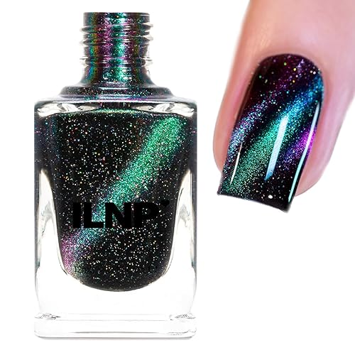 ILNP Deep Space - Esmalte de uñas holográfico magnético verde azulado a morado