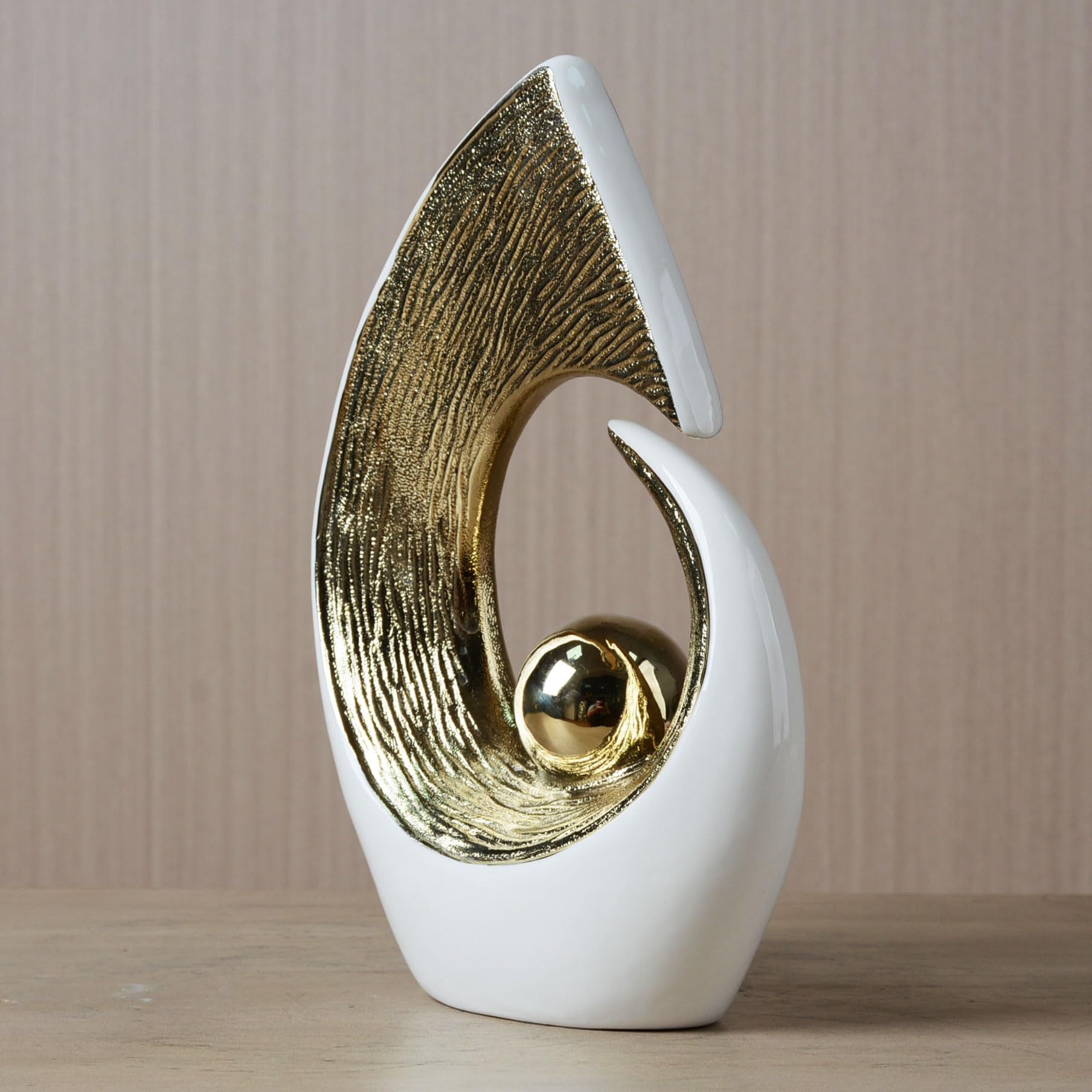 HAUCOZE Scultura Astratta Moderna Statua Decorazione Casa Figurina Mensola Arte Regalo per Scaffalf Scrivania Soprammobili Ceramica 25cm