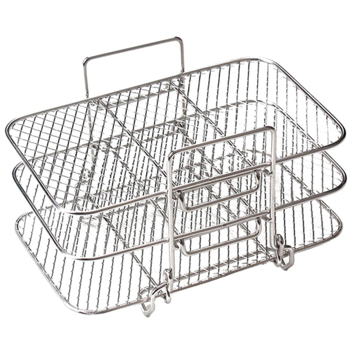 jojofuny Grille de Four à 3 Niveaux en Acier Inoxydable, Empilable et Détachable, pour Friteuse à Air et Four Électrique, Argenté