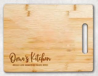 Oma's Kitchen Cutting Board - Meals And Memories Made Here - Cutting Board For Christmas - Birthday - Mother's Day From Grandkids