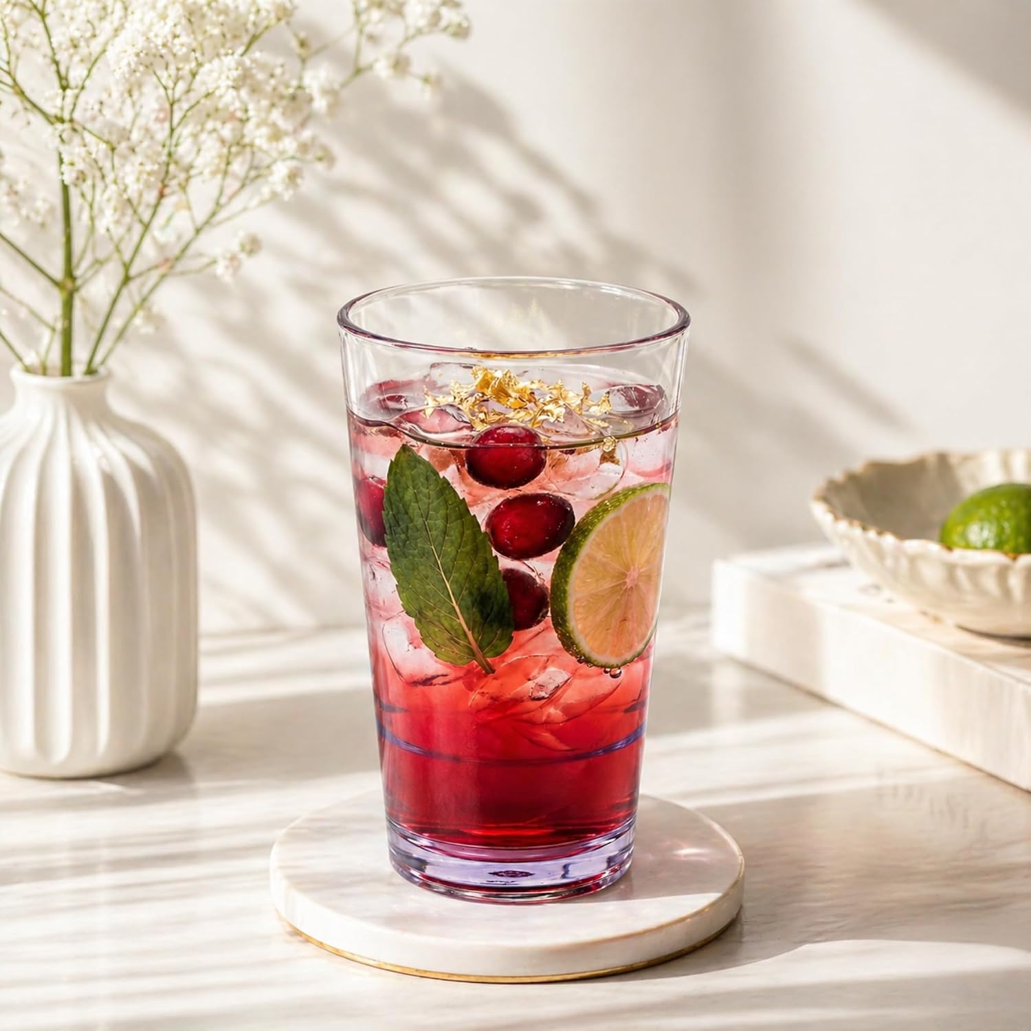 Bev Tek 14 Ounce Plastic Drinking Glasses, 12 Reusable Plastic Cocktail Cups - Shatterproof, Clear Plastic Highball Glasses, Dishwashable, Stackable - Restaurantware