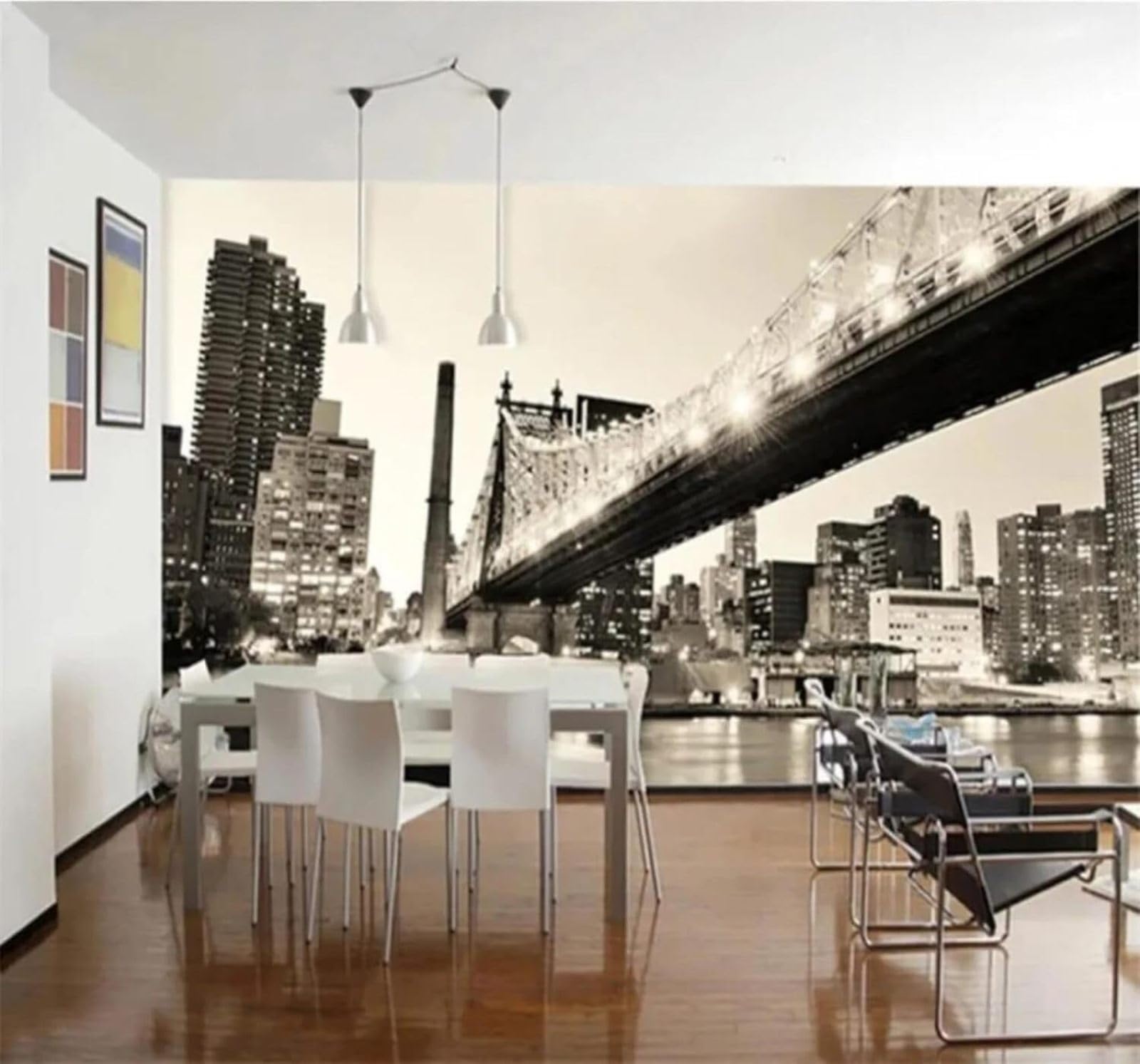 XLMING Large Nostalgic Black and White Bridge Landscape 3D Wallpaper Silky Texture Home Study Office Grey Dining Room Sofa Bedroom Living Room TV Backdrop-430cm×300cm