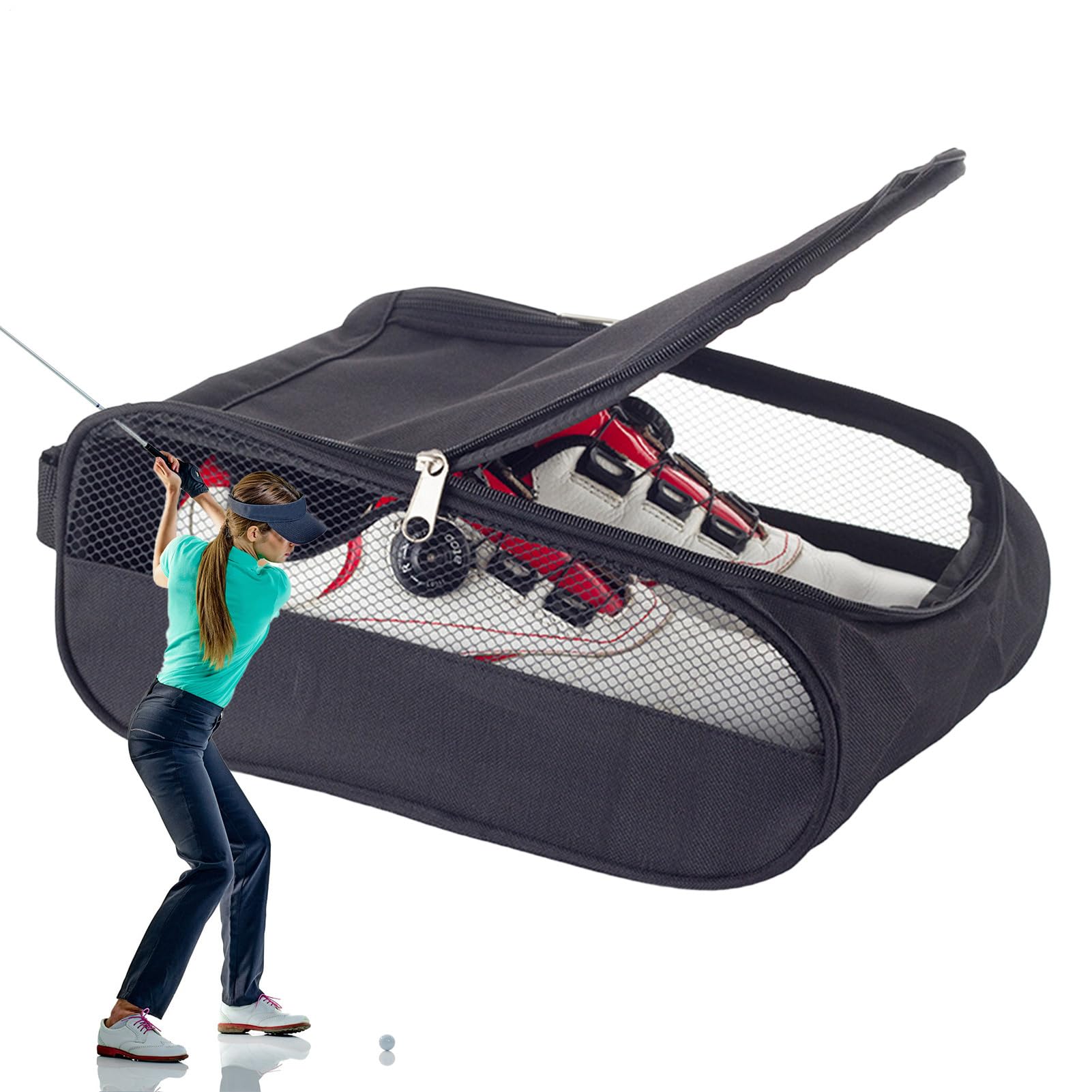 Bolsa para zapatos de golf, organizador de zapatos de viaje, bolsa compacta para zapatos | Bolsa duradera para zapatos con cremallera para hombres y mujeres, accesorios de golf, bolsa para zapatos