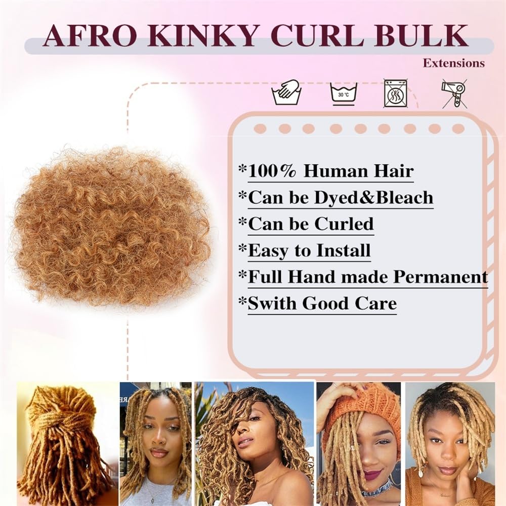 Splatanie włosów Afro Kinkys Ludzkie Włosy Ludzkie Do Przedłużania Dredów 27# Blond Afro Szydełkowe Włosy Dla Czarnych Kobiet Kobieta(8inches)