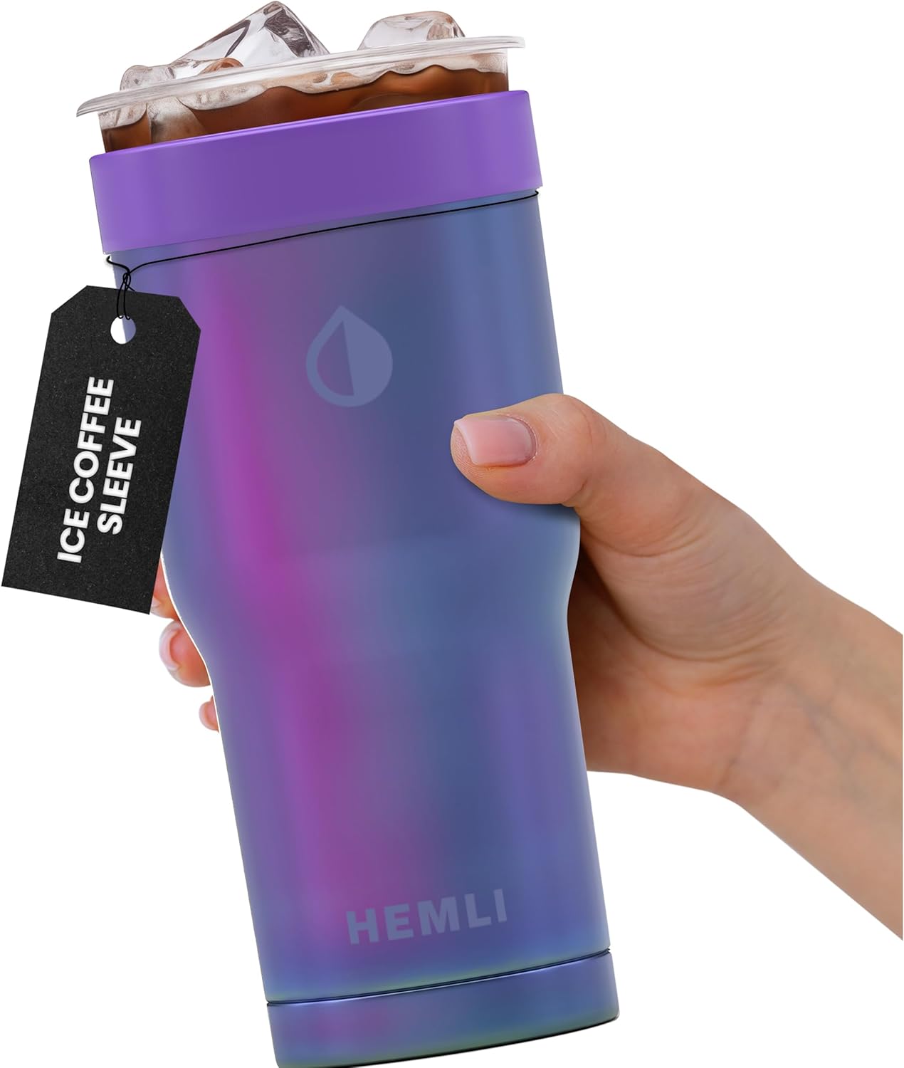 Ice Coffee Sleeve Double Wall Stainless Steel Insulation, Reusable Coffee Sleeve for Starbucks, Dunkin Donuts, McDonalds, 16-32 oz, Ice Coffee Accessories (Iridescent) - Image 1 of 8