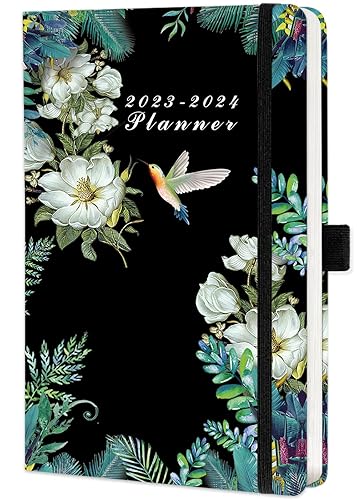 ZXHQ Diary 2023-2024 Day per Page with Monthly Tabs, A5 Page a Day Productivity Planner, with Pen Loop and Inner Pocket, 21x15cm