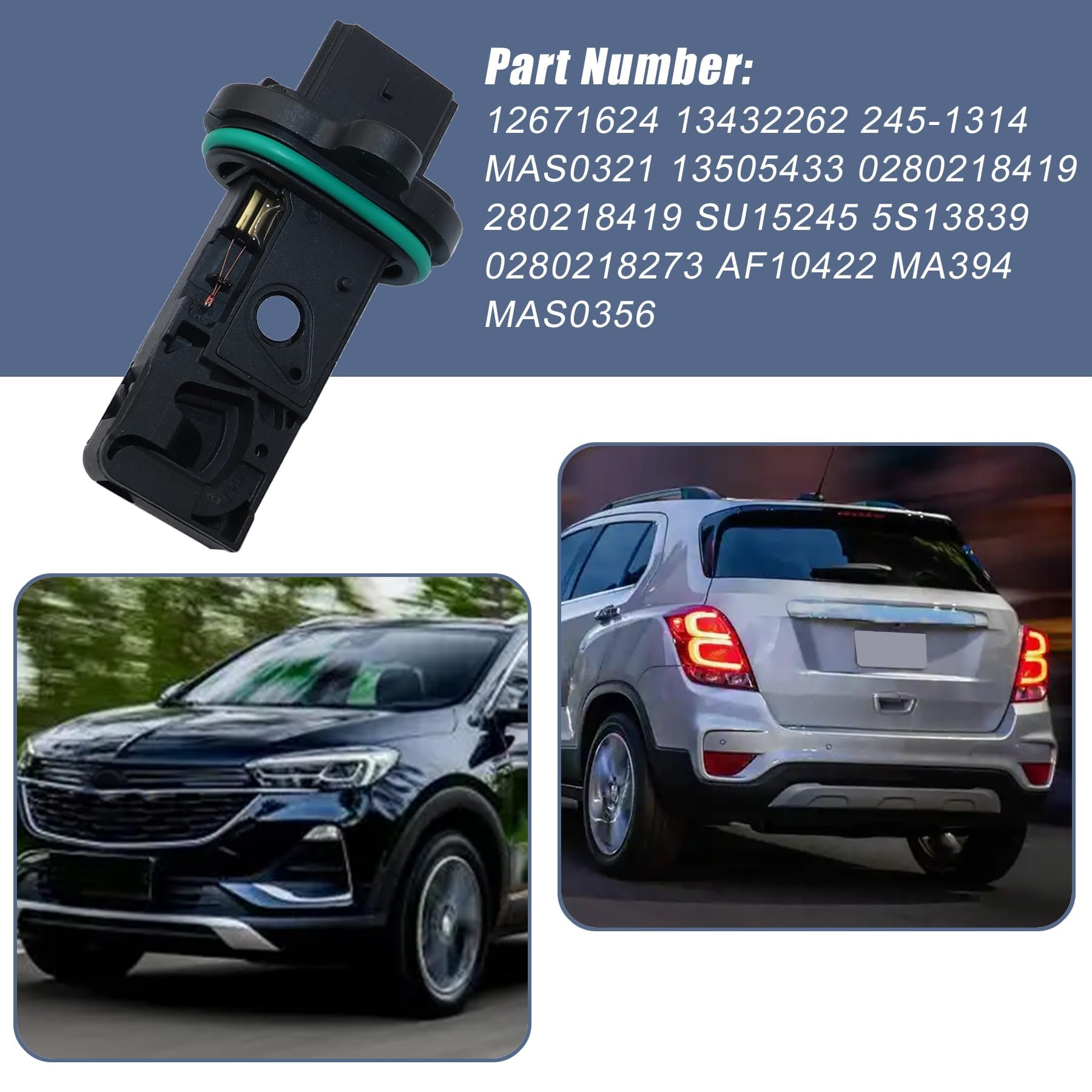 12671624 Mass Air Flow Sensor MAF Replacement For Chevy Cruze 1.4L 1.6L 1.8L, Buick Encore, Sonic, Trax - Also Fits 0280218419, 13505433