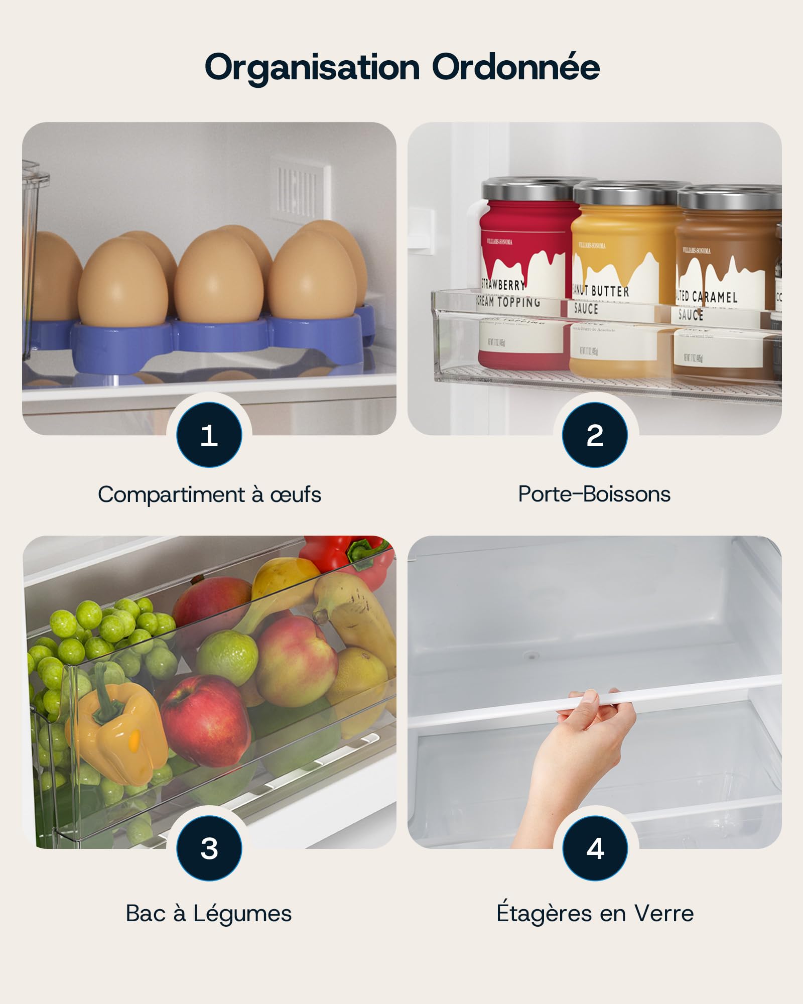 Upstreman 115L Réfrigérateur avec Congélateur (101L+14L), Petit Frigo avec Contrôle Électronique de la Température,84.7cm x 55.6cm,Éclairage LED,Porte Réversible, Petit Réfrigérateur, Blanc, CR115