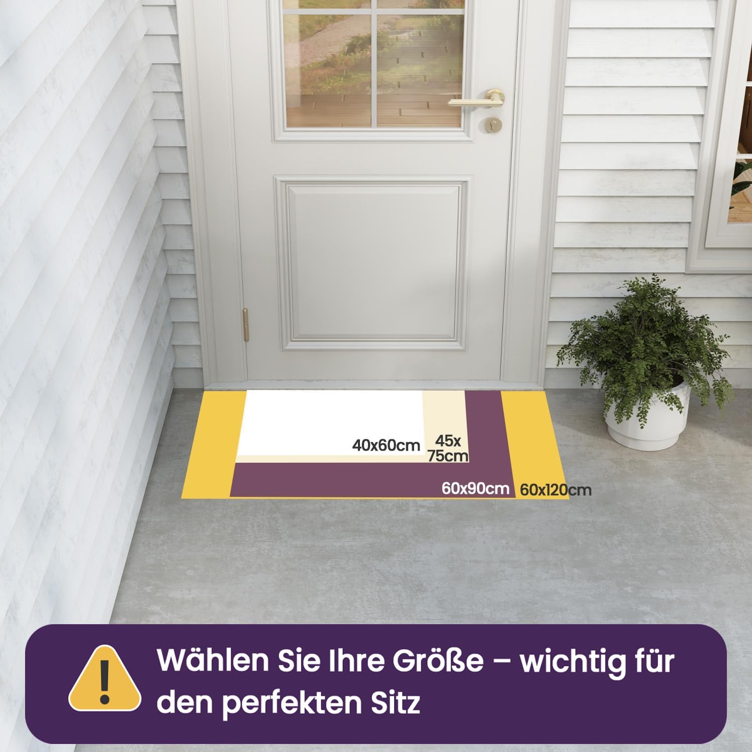 DEXI Fußmatte Außen rutschfest 60 x 90 cm, Schmutzfangmatte Waschbar, wetterfest Fussmatte Innen für Haustür, Balkon oder Terrassentür, Grau