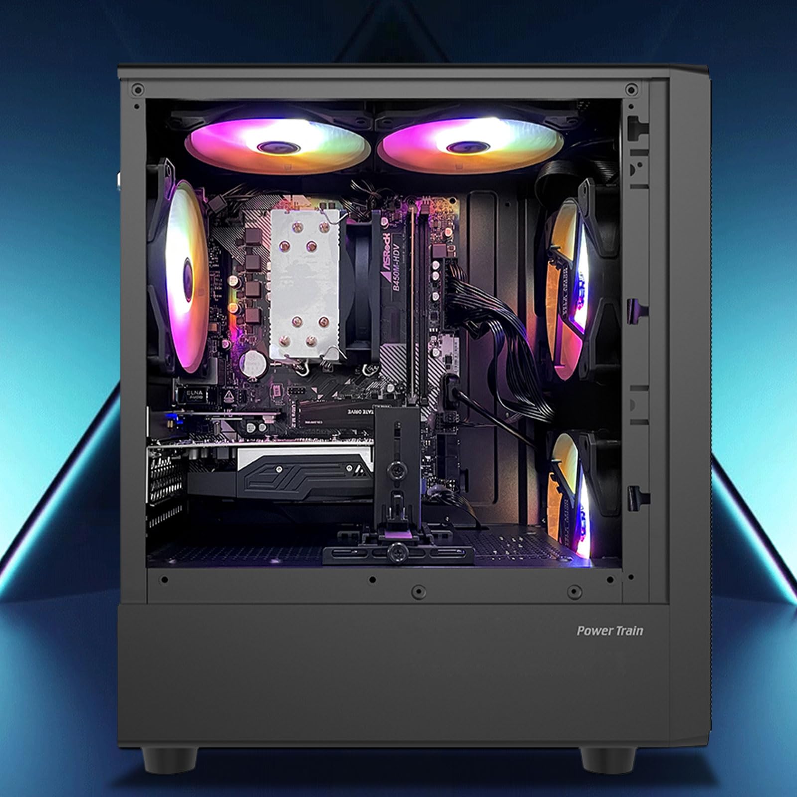 Gaming PC Computer Desktop,AMD Ryzen 5 5500 up to 4.2GHz, Radeon RX 590 8G, 16G DDR4, 1TB SSD, WiFi 6, RGB Fan x5, Tower Computers Windows 11 Home