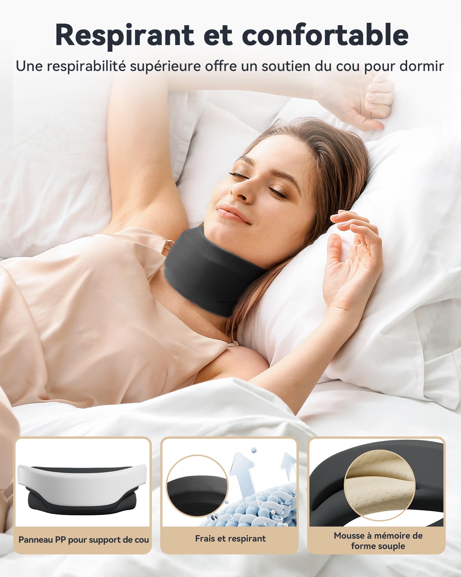 Collier Cervical Soutien en Mousse Souple-Minerve Réglable Homme/Femme pour Bureau et Voiture-Soulage les Tensions du Cou et Améliore la Posture