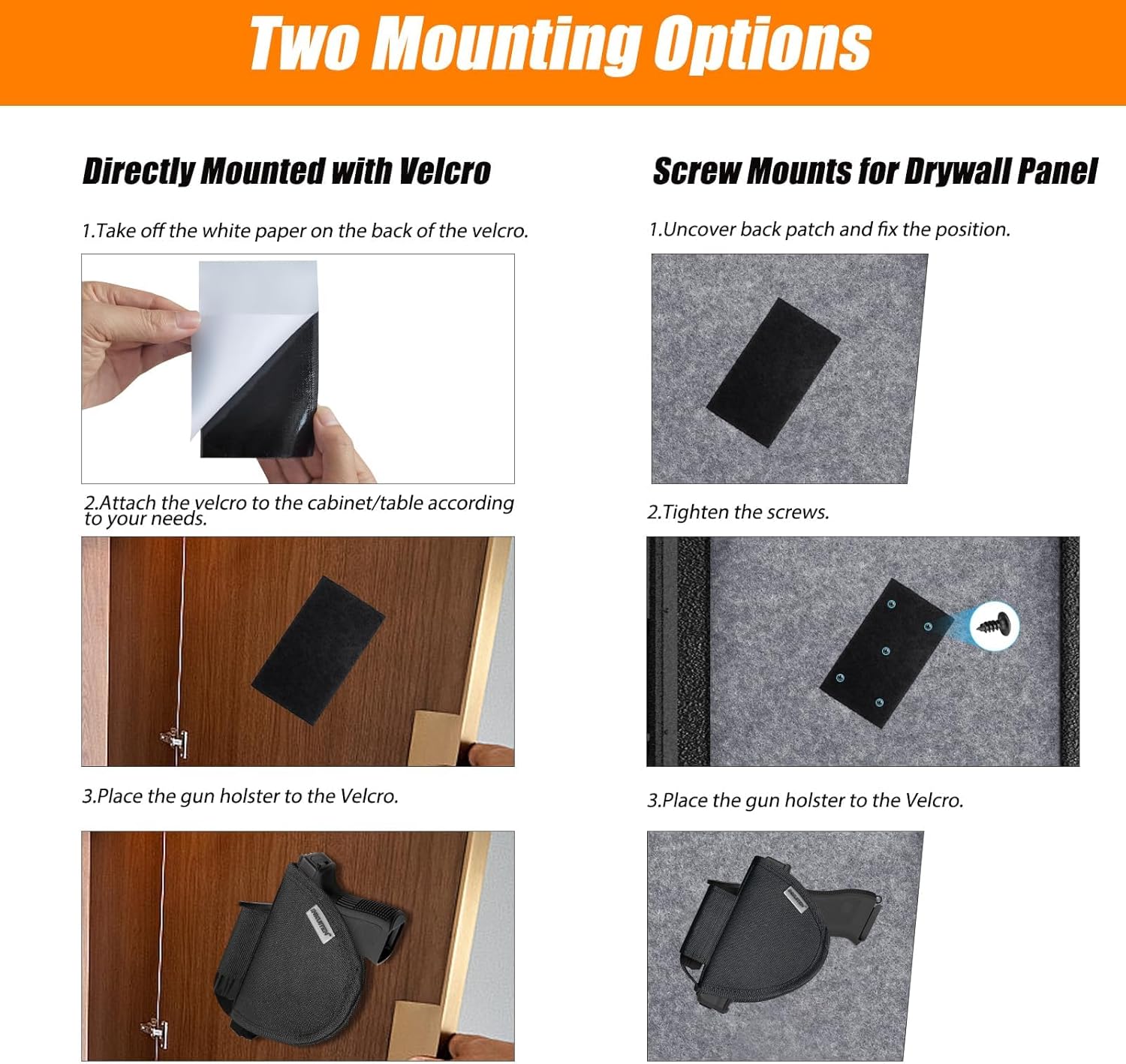 6 PCS Universal Pistol Holster with Magazine Pouch, Gun Safe Organizer Accessories Storage