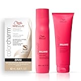Wella Professionals Invigo Brilliance Color Protection Shampoo & Conditioner, For Fine Hair + Wella ColorCharm Permanent Liquid Hair Color for Gray Coverage, 8NW Light Natural Warm Blonde