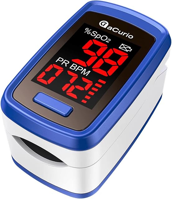 Oxygen Monitor Finger Adults,aCurio Pulse Oximeter,Oxygen Meter,Blood Oxygen Monitor,Pulse-Oximeter Accurate Fast Oxymetre-O2 Sats Probe Oxygen Saturation Monitor Heart Rate Monitor Large Red Screen