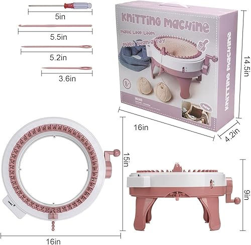 Miniatura 9 de Máquina de tejer de 22 agujas, telar de tejer inteligente, máquina giratoria de doble telar, adecuada para adultos, niños y principiantes (22A)