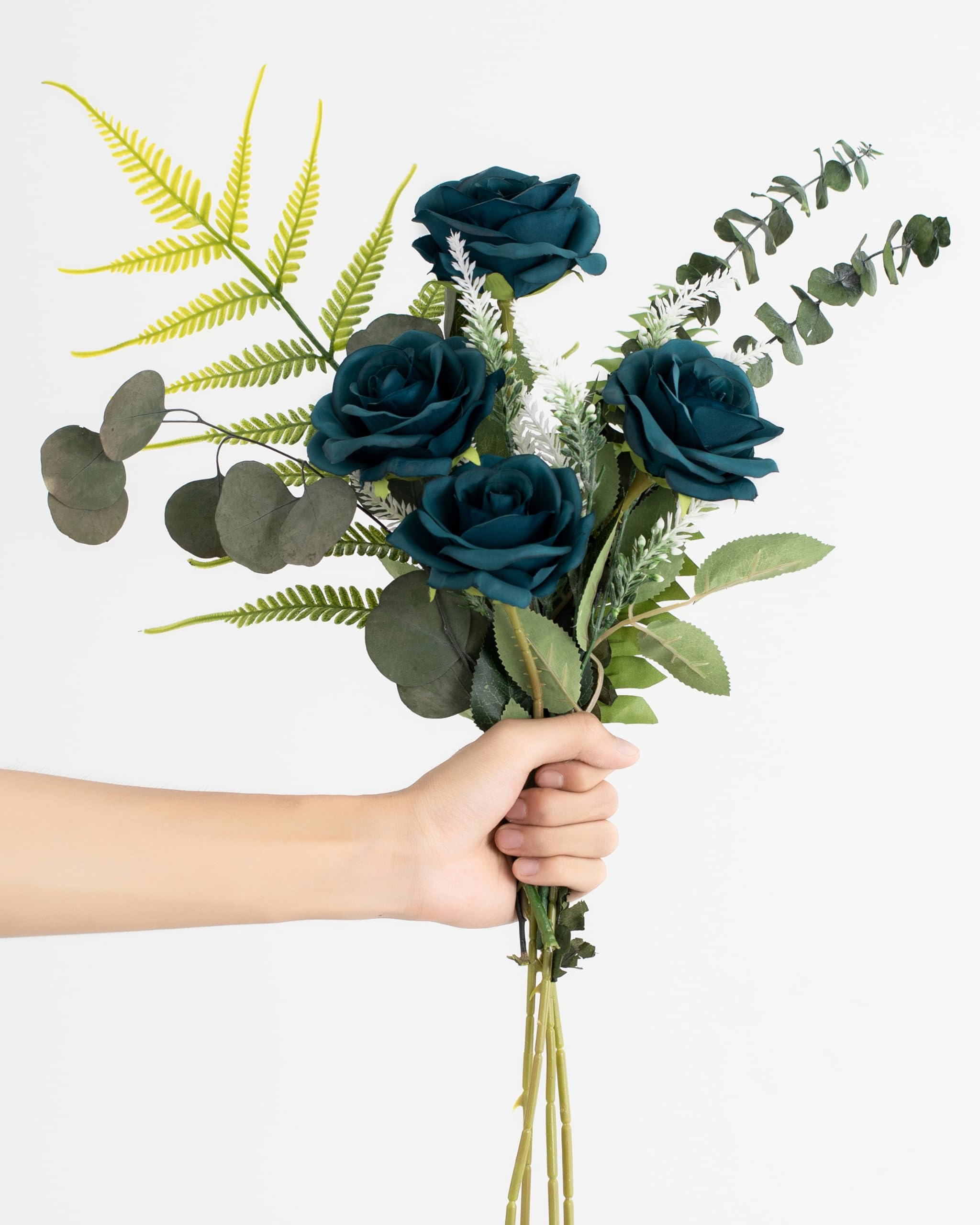 D-Seven Fiori artificiali 25 rose dorate e nere con steli per bouquet di nozze fai da te, centrotavola per composizioni floreali, feste di compleanno o decorazioni per la casa