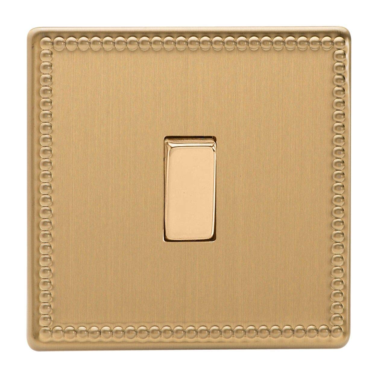 XDY1S.JB Varilight 1 Gang (Single), 1 or 2 Way 10 Amp Switch, Dimension Screwless Jubilee Brushed Brass