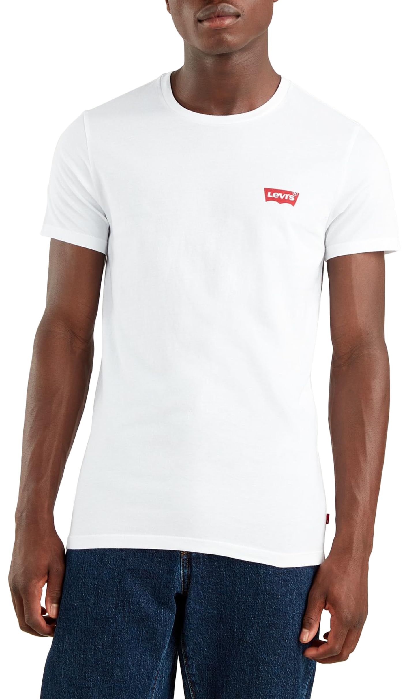 Levi's Men's 2-Pack Crewneck Graphic Tee T-Shirt, Chesthit White / Caviar, XS