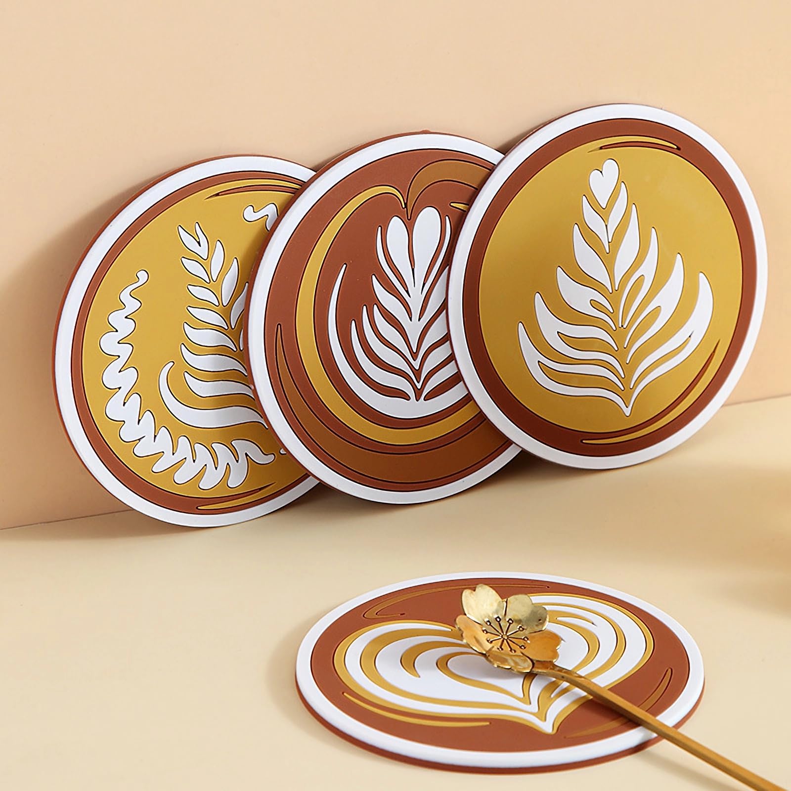 Uniface4 Pcs Drink Coasters for Coffee Table,PVC Non Slip Coaster Set Live for Hot or Cold Drink Thickened,Cute Kitchen and Coffee Table Décor & Accessories