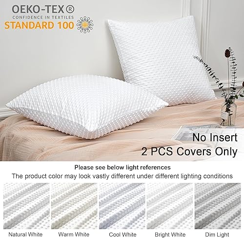 Miniatura 3 de PHF Minky Dot - Fundas de almohada europeas de 26 x 26 pulgadas, paquete de 2 fundas de almohada suaves y acogedoras de terciopelo real, sin