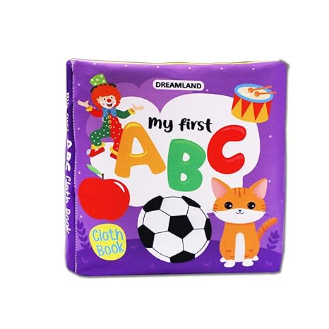 Baby My First Cloth Book ABC with Squeaker and Crinkle Paper, Non-Toxic Early Educational Book for Toddlers, Infants Age 0 -3 Years