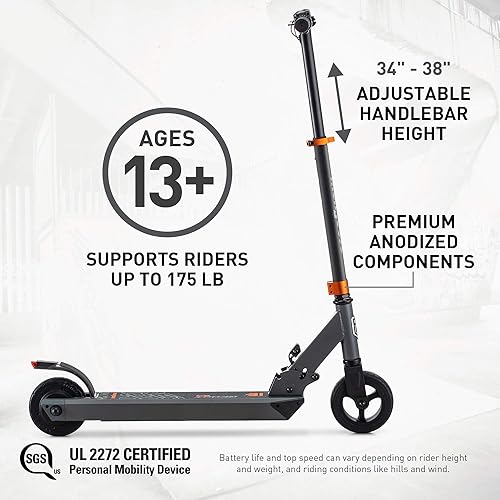 Miniatura 6 de Mongoose React Scooter eléctrico para niños, niños y niñas a partir de 8 años, velocidad máxima de 6 a 15 MPH, manillar y marco de aluminio, freno