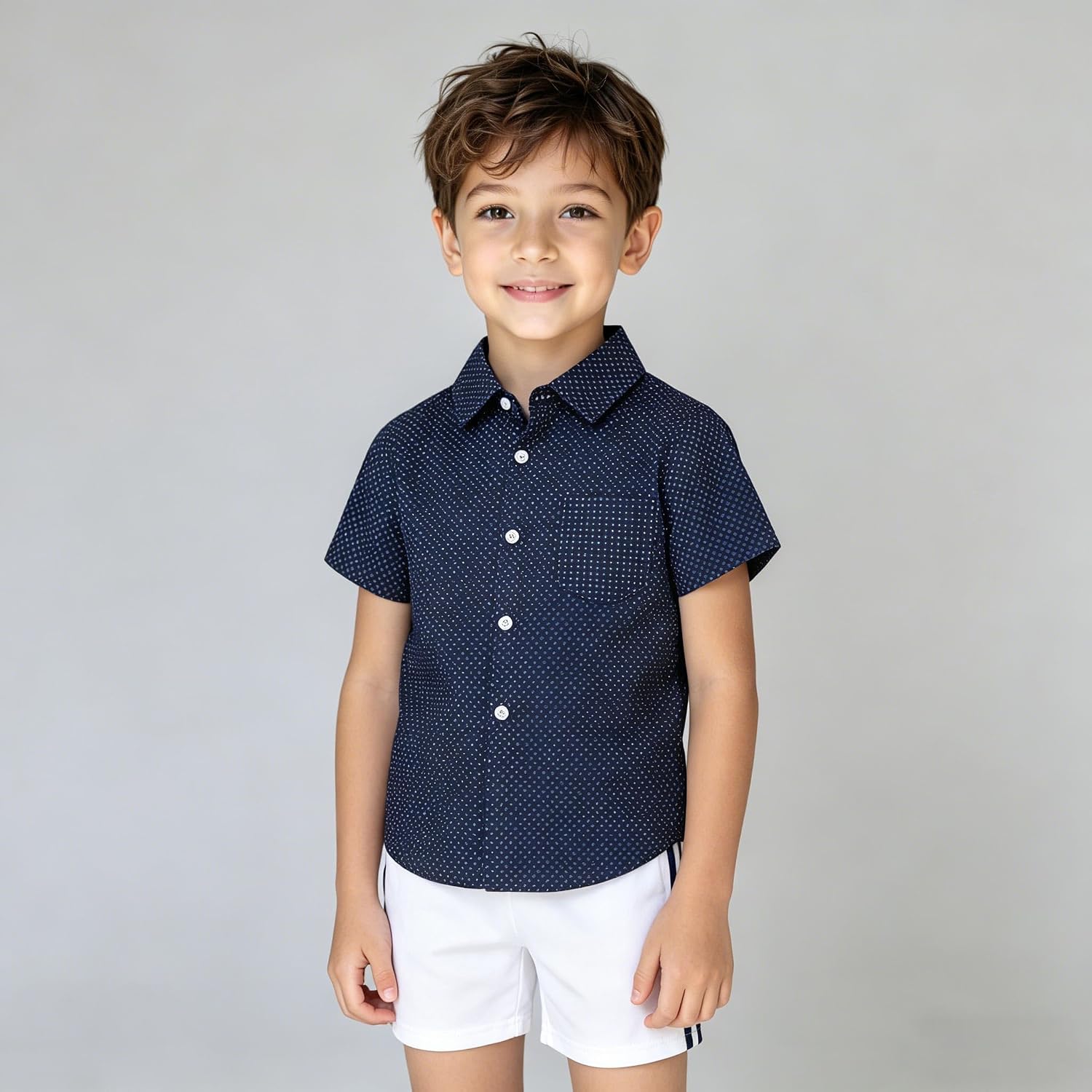 Mud Kingdom Little Boys Dress Shirts Short Sleeve Cute Summer