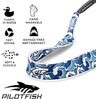 Vista 3 de Pilotfish Correa de neopreno para lentes de sol, retenedor de gafas de neopreno, cordón flotante seguro para lentes de sol con extremos