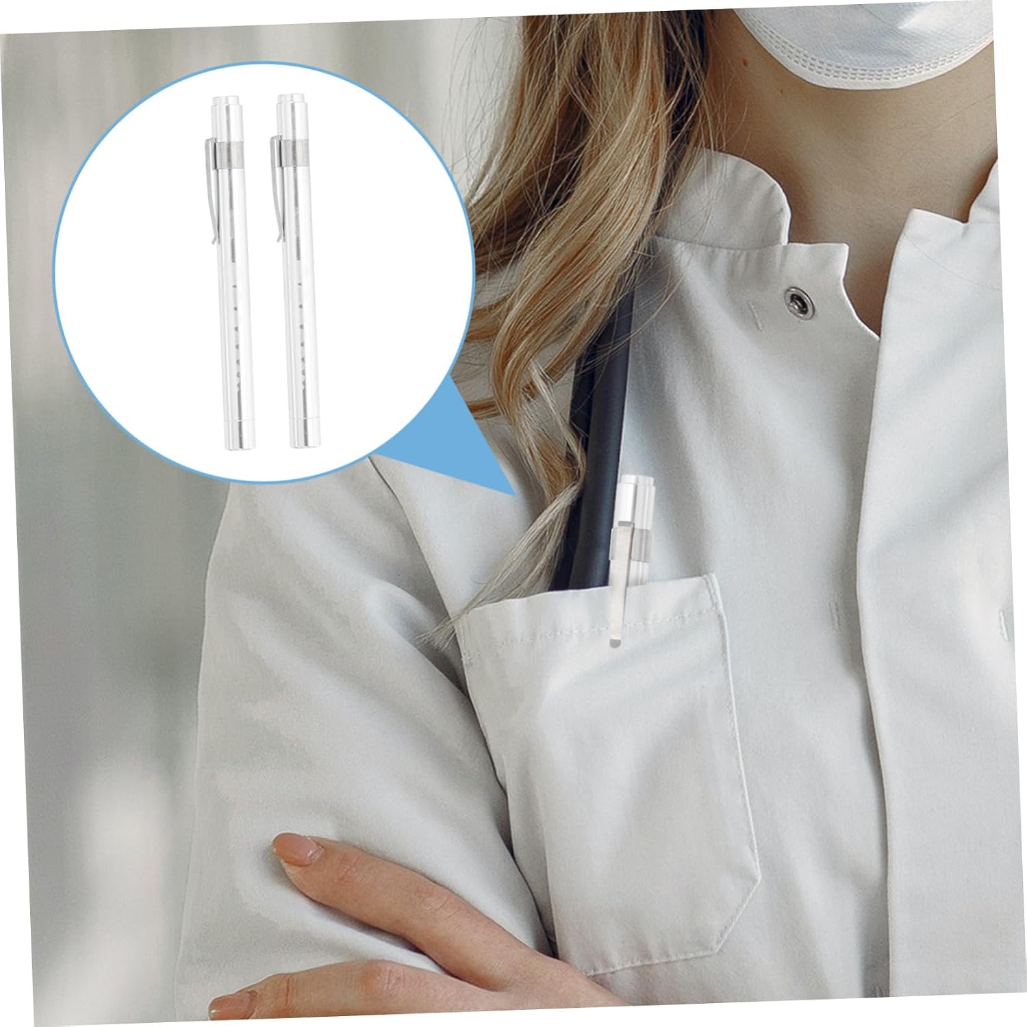 LED Pen Light with Pupil Gauge 2-Pack Oral Examination Lights for Doctors and Nurses for Pupil Inspection