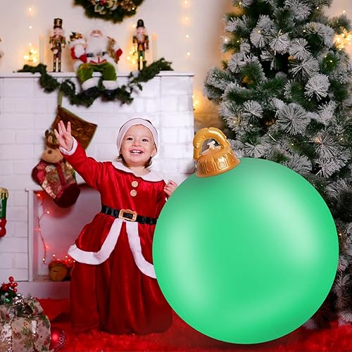 Miniatura 6 de 1 adornos inflables de Navidad de 24 pulgadas, adornos gigantes de Navidad de PVC, bolas de adornos de Navidad de gran tamaño para exteriores,
