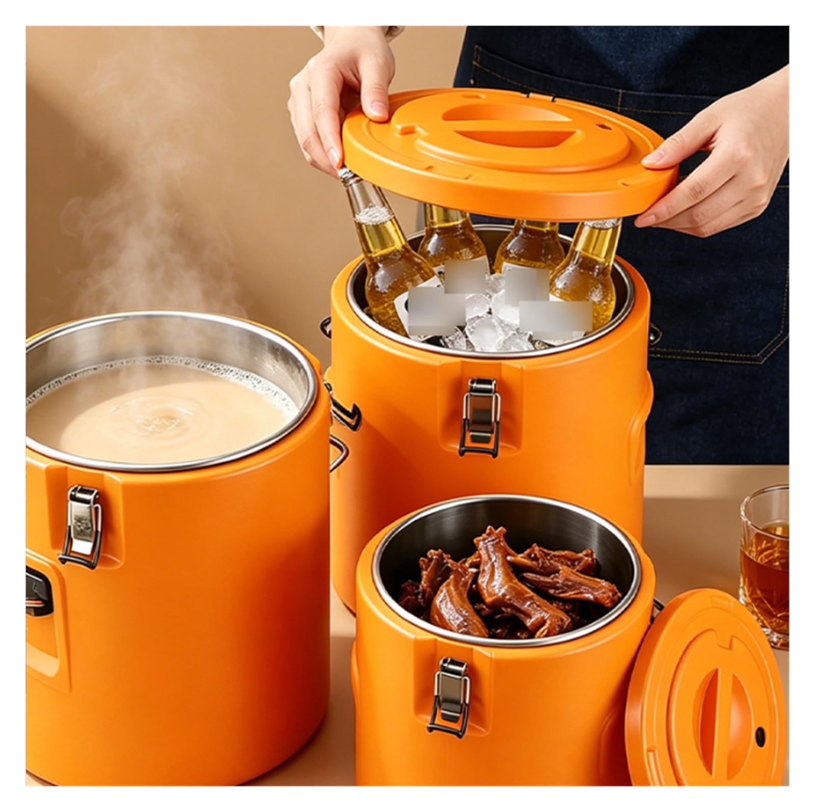 Récipient Alimentaire isolé Commercial, boîte Chaude et Froide Seau a glacon | Seau isolé for chauffe-plats for cantine de restaurant