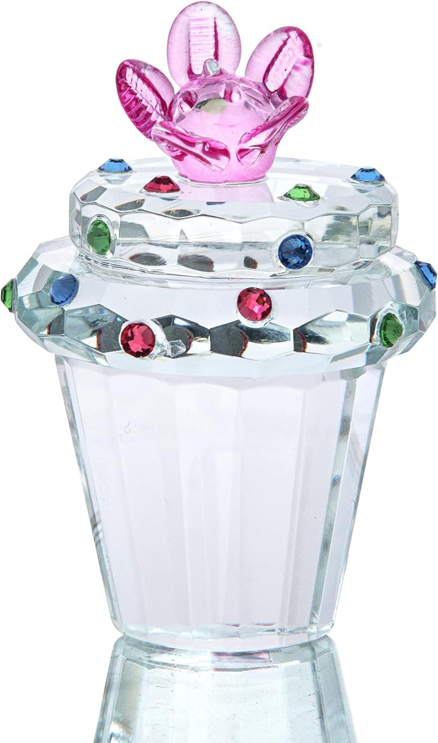 H&D 2.2 Inch Cute Crystal Cupcake with Pink Flower Decor Collectible Figurine Gift for Wedding, Event, Birthday Party : Home & Kitchen