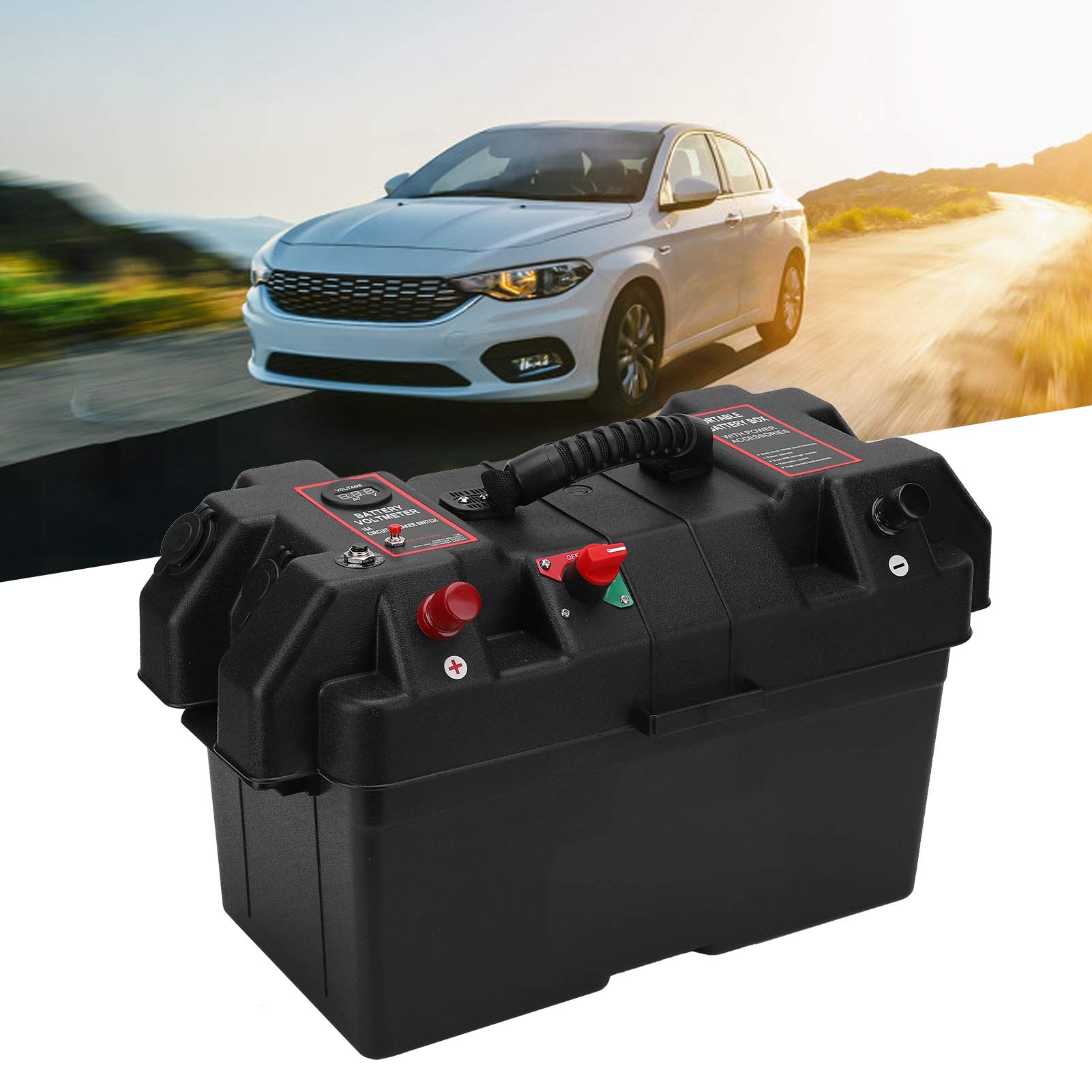Smart -Batterie -Box 12V, Batteriekasten mit USB -Steckdosen Batteriekastenabdeckung Multi -Funktion mit USB -Netzteilsspannungs -Sockel Batteriekasten für Outdoor -Autoladungen