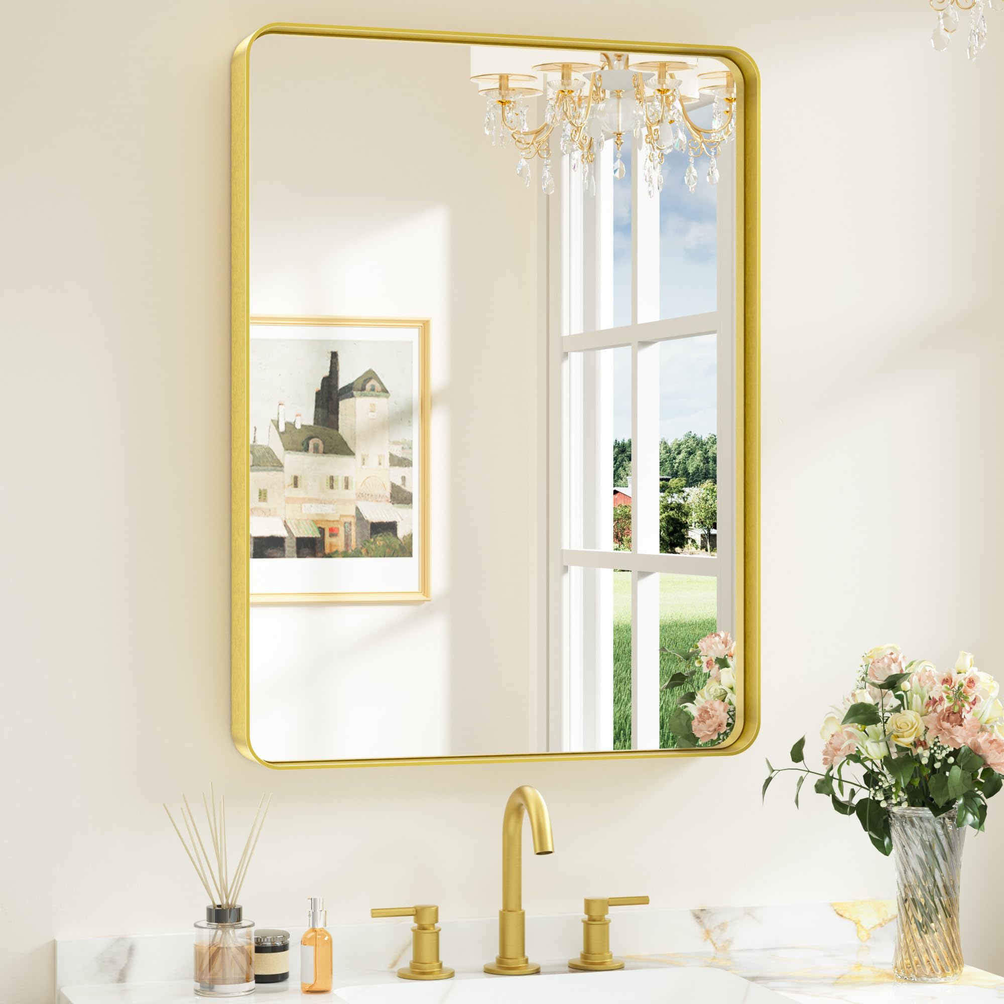 1080mm230mm ゴールド スクリーン Amazon.com: Keonjinn Gold Bathroom Mirrors for Vanity, 24 x 32