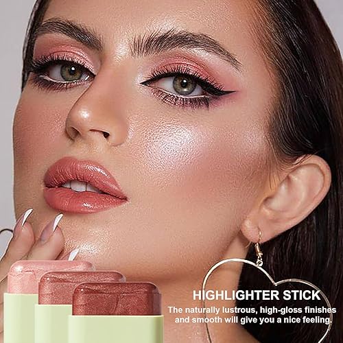 Miniatura 3 de Juego de resaltadores faciales, varita de belleza multiusos, resistente al agua, de larga duración, iluminador corporal suave, para un brillo