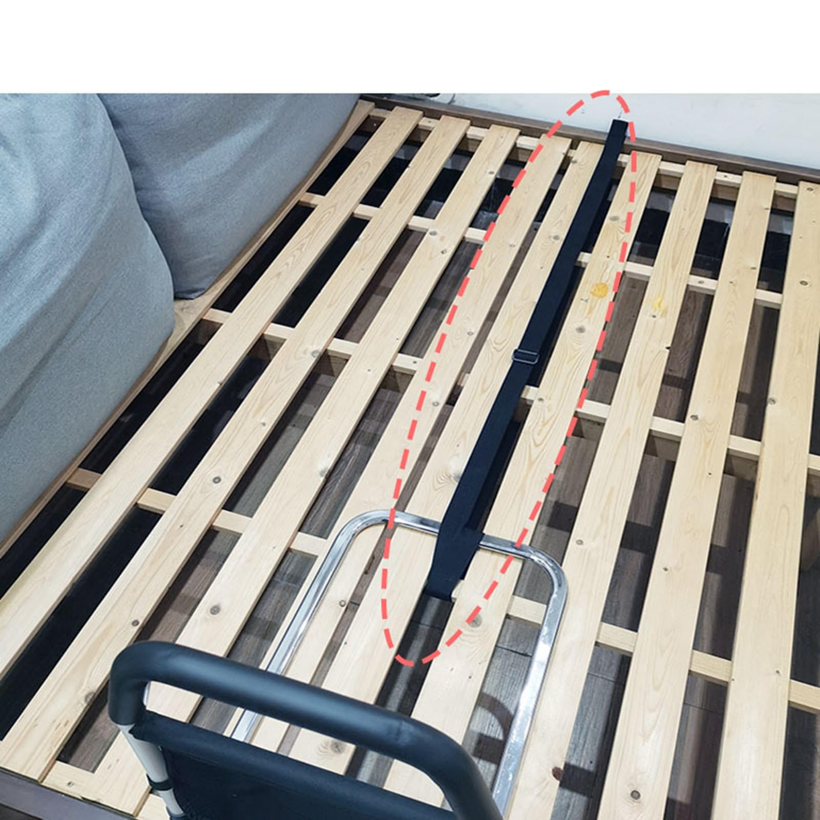 Brrnoo Barandilla de Cama en Forma de U para Personas Mayores, Sin Perforación, Correas Ajustables, Reposabrazos Acolchado de Espuma, Acero Inoxidable, Ajustable a Colchones (Riel de Cama en Forma