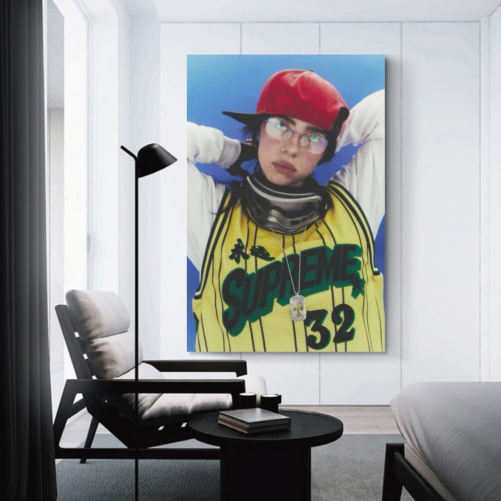 Billie Poster sur toile – Décoration murale Eilish avec musique rétro – Décoration pour chambre à coucher, bureau, chambre à coucher, bureau, cadeau – Style rétro – 40 x 60 cm