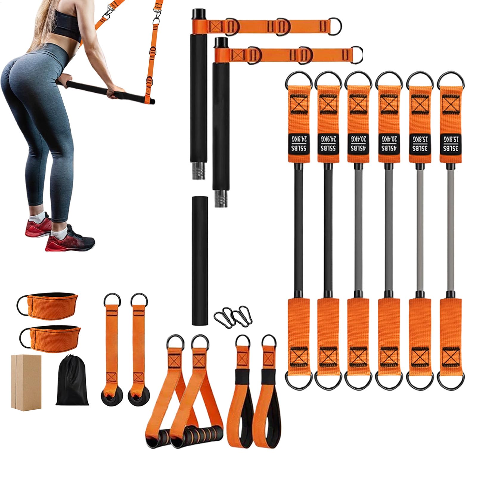 Kit Barra Pilates Resistenza Regolabile Portatile | Attrezzo Fitness Multifunzionale Per Adulti Appassionati di Fitness e Professionisti Impegnati
